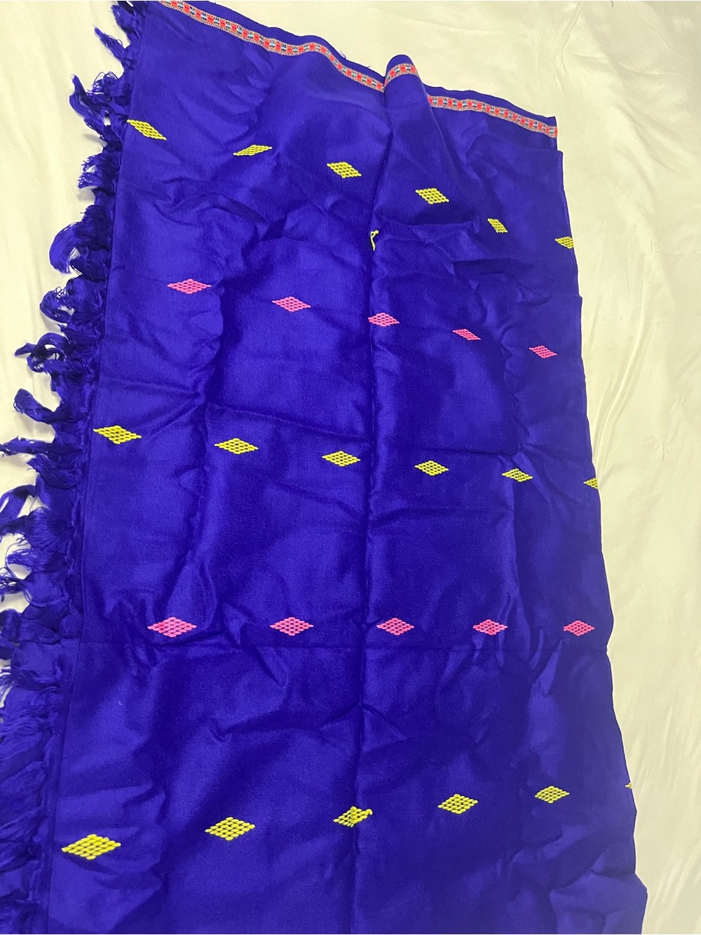 Women's Royal Blue Embroidered  Scarf